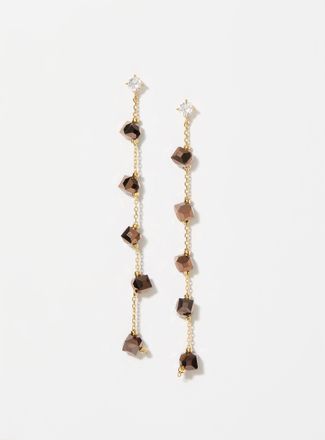 Simons Womens Faceted gemstone and chain long earrings