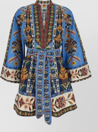 Farm Rio embroidered v-neck mini dress