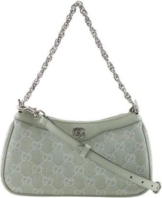 Gucci Pre-owned Shoulder Bags, female, Green, Size: ONE SIZE Pre-owned Canvas Shoulder Bag