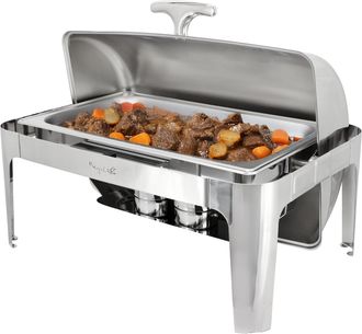 MegaChef 9.5 Quart Oblong Roll Top Stainless Steel Professional Chafing Dish/Food Warmer/Buffet Server Serving Trays