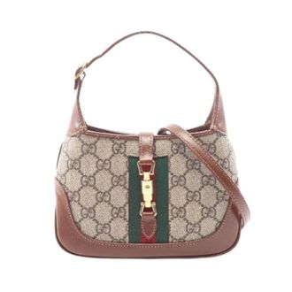 Gucci Pre-owned Jackie 1961 GG Supreme Coated Canvas 2way Handbag - Dames - Pre-owned - Bruin - Maat: ONE Size Leer