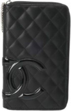Chanel Cambon Black Leather Long Wallet (Bi-Fold) (Pre-Owned)