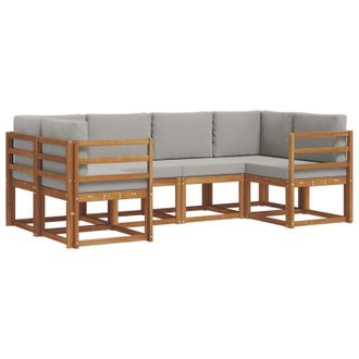 vidaXL Conjunto De Sof&aacute;s De Exterior 6 Pcs Gris Natural Y Claro Vidaxl