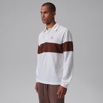 Nike Jordan Mens Jordan Brooklyn Long-Sleeve Polo in White | IO2450-133