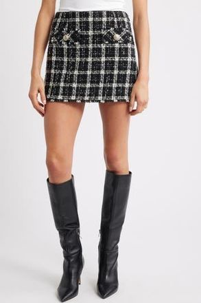 French Connection Windowpane Tweed Miniskirt in Black-White at Nordstrom Rack, Size 12