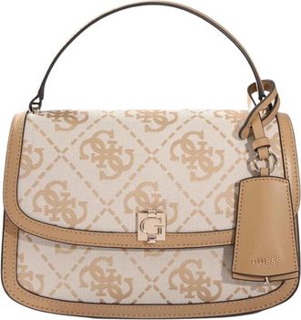 Guess Audrey Monogramme Flap Bag - Dames - Handtassen - Beige - ONE Size - Polyester - Tassen