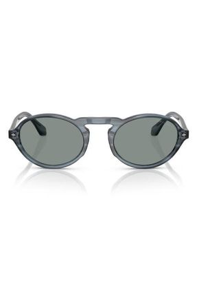 A|X Armani Exchange 52mm Oval Sunglasses in Striped Blue /Blue at Nordstrom