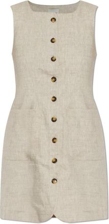 Poss&eacute; Emma Linnen Jurk - Dames - Shirt Kleedjes - Beige - L - Linnen - Kleedjes