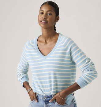 Levi's Supersoft V Neck Pullover Sweater - Womens - XS - Blue