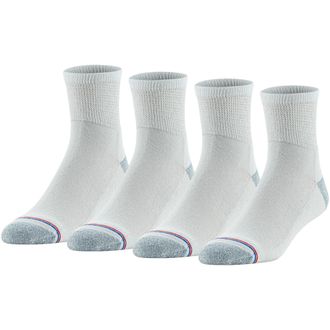 Medipeds Unisex Nanoglide Quarter Socks, 4-pack Casual Sock, White/Grey, L UK