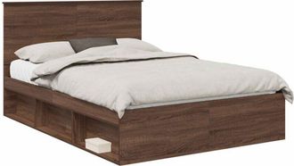 vidaXL Estructura De Cama Con Cabecera Roble Marr&oacute;n 140 X 200 Cm Vidaxl