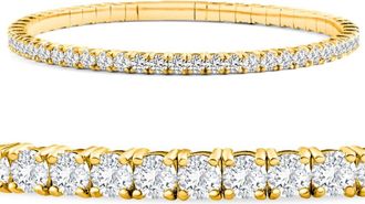 Pompeii3 4Ct Diamond Flexible Oval Bangle Womens Bracelet 14k Yellow Gold Lab Grown Size: Medium