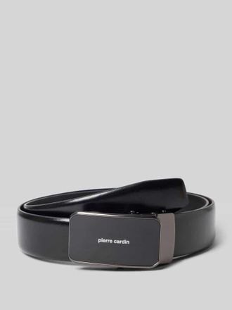 Pierre Cardin Gürtel aus Leder mit Label-Detail in Metallic Black, Größe 100