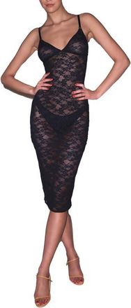 Fleur du Mal Le Stretch Lace Slip Dress in Black at Nordstrom, Size X-Small