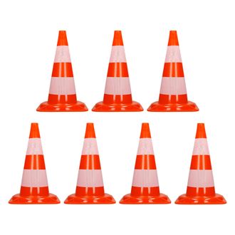 ECD Germany Ecd Germany - 7x Cono De Tr&aacute;fico Obra Pieza De Se&ntilde;alizaci&oacute;n Emergencia Color Naranja Y Blanco 47 Cm De Altura En Pvc Fuerte Y Robusto Pil&oacute;n De Segurid
