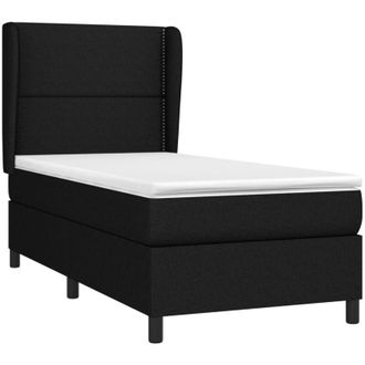 vidaXL Vidaxl - Cama Box Spring Con Colch&oacute;n Tela Negro 90x190 Cm