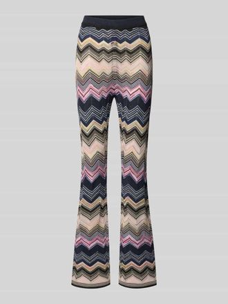 Oui Flared Hose aus Viskose-Mix im Allover-Look in Black, Gr&ouml;&szlig;e 34