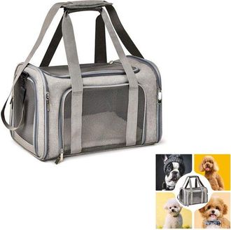 OEM Transport&iacute;n Plegable Para Mascotas, Transport&iacute;n Con Correa De Malla, 51x33x33cm, Cremallera, Art&iacute;culos Para Mascotas, Gris