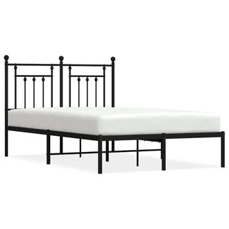 Berkfield Home Metal Bed Frame with Headboard Black 135x190 cm Double