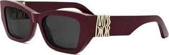Dior Geometrische Bordeaux zonnebril met gouden logo - Dames - Zonnebrillen - Rood - 55 MM - Accessoires