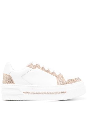 Rene Caovilla lace-up fastening trainer - White