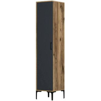 Dmora Armadio multiuso 1 anta Mekbuda, Mobile multifunzionale, Mobiletto scarpiera, Guardaroba porta scarpe, 40x201h48 cm, Noce e Antracite, con imballo