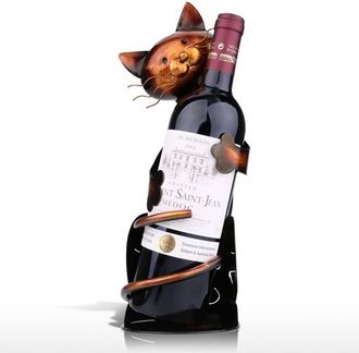 OEM Botellero De Metal Con Forma De Gato - Pr&aacute;ctica Escultura Decorativa - Elegante Bandeja - Decoraci&oacute;n Original Para El Hogar