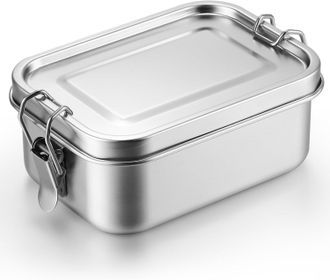 OEM Juego De 2 Fiambreras Bento De Acero Inoxidable 304 Con Tapa, 1400/850 Ml, Herm&eacute;ticas Y Apilables, Para Sopa, Ensalada O Sobras
