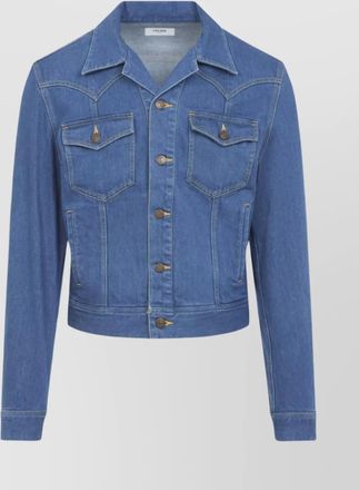 Celine denim trucker jacket featuring chest pockets