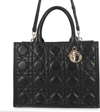 Dior Black Leather Handbag Tote Bag (Pre-Owned)
