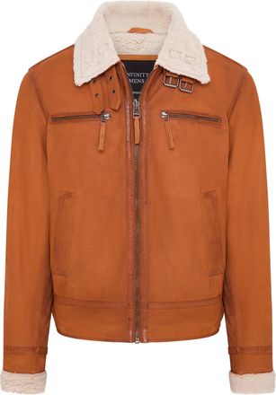 Infinity Leather Mens Real Sheep Suede Bomber Aviator Jacket - Sandnes