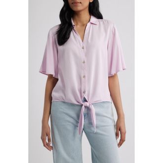 Beach Lunch Lounge Roxanna Tie Hem Shirt in Lilac Snow at Nordstrom, Size X-Small