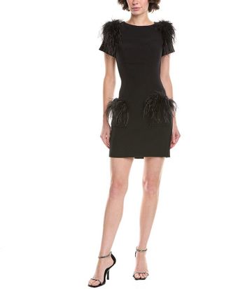 Jovani Feather-Trim Cocktail Dress