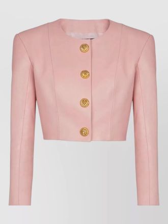 Balmain lambskin cropped jacket long sleeves buttons