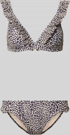 Shiwi Bikini-Set im Allover-Look mit R&uuml;schen in Beige, Gr&ouml;&szlig;e 34