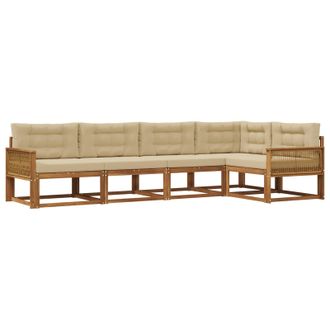 vidaXL Conjunto De Sof&aacute;s De Exterior 5 Pcs Natural Y Beige Vidaxl
