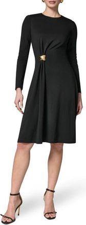 DKNY Side Drape Long Sleeve Dress in Black at Nordstrom, Size 14