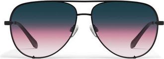 Quay High Key 64mm Gradient Oversize Aviator Sunglasses in Black/Teal Glow at Nordstrom