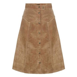 Belstaff A-lijn leren rok - Dames - Rokken - Bruin - Maat: 3XS Leer