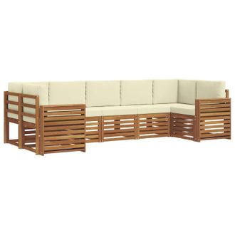 vidaXL Conjunto De Sof&aacute; Seccional Con Coj&iacute;n 7 Pcs Natural Y Crema Vidaxl