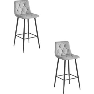 OEM Taburete Nado - Terciopelo Gris Plateado / Patas Negras X 2