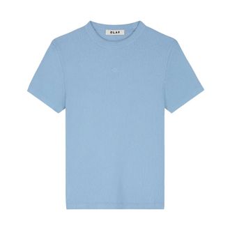 Olaf Hussein Monogram Washed Tee - Dames - Tops - Blauw - Maat: M Katoen
