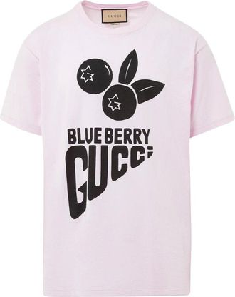 Gucci Mens Blueberry Printed T-Shirt in Pink Cotton - Size X-Large
