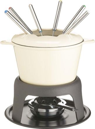 Kitchen Craft Masterclass Set De Fondue De Hierro Fundido, Olla De Fondue Con 6 Tenedores Y Cuenco De Hierro Fundido Esmaltado, Retenci&oacute;n Superior Del Calor Y Quema