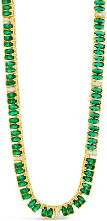 Sterling Forever Ace Oval CZ Tennis Necklace