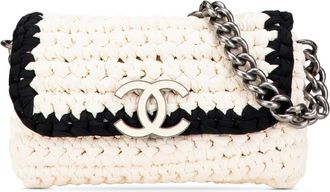Chanel 2014 Neoprene Crochet Flap shoulder bag - White