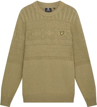Lyle & Scott Mens and Guernsey Crew Neck Regular Fit Sweater in Seaweed - Green - Size 3XL