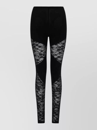 Nina Ricci patchwork leggings lace panels sheer waistband