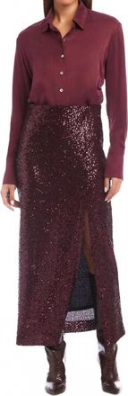 Fifteen Twenty Cora Sequin Skirt In Eggplant