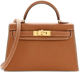 Hermès 2025 Gold Mini Kelly Sellier 20 Epsom Gold Hardware tote bag - Brown